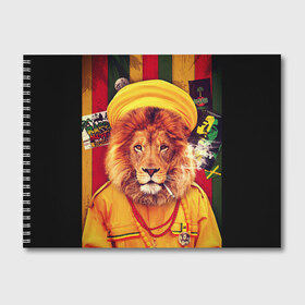 Альбом для рисования с принтом Ямайка лев в Кировске, 100% бумага
 | матовая бумага, плотность 200 мг. | jamaica | lion