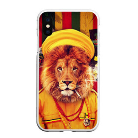 Чехол для iPhone XS Max матовый с принтом Ямайка лев в Кировске, Силикон | Область печати: задняя сторона чехла, без боковых панелей | jamaica | lion