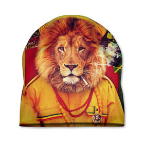 Шапка 3D с принтом Ямайка лев в Кировске, 100% полиэстер | универсальный размер, печать по всей поверхности изделия | jamaica | lion