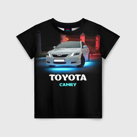 Детская футболка 3D с принтом Toyota Camry в Кировске, 100% гипоаллергенный полиэфир | прямой крой, круглый вырез горловины, длина до линии бедер, чуть спущенное плечо, ткань немного тянется | Тематика изображения на принте: camry | toyota | авто. автомобиль | камри | машина | тачка | тойота