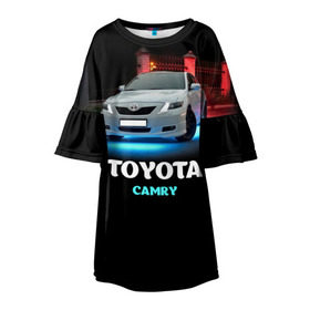 Детское платье 3D с принтом Toyota Camry в Кировске, 100% полиэстер | прямой силуэт, чуть расширенный к низу. Круглая горловина, на рукавах — воланы | camry | toyota | авто. автомобиль | камри | машина | тачка | тойота
