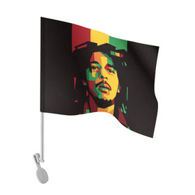 Флаг для автомобиля с принтом Ямайка, Боб Марли в Кировске, 100% полиэстер | Размер: 30*21 см | bob marley | reggae | регги