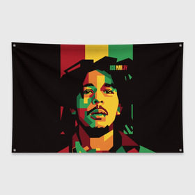 Флаг-баннер с принтом Ямайка Боб Марли в Кировске, 100% полиэстер | размер 67 х 109 см, плотность ткани — 95 г/м2; по краям флага есть четыре люверса для крепления | Тематика изображения на принте: bob marley | reggae | регги