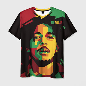Мужская футболка 3D с принтом Ямайка, Боб Марли в Кировске, 100% полиэфир | прямой крой, круглый вырез горловины, длина до линии бедер | bob marley | reggae | регги