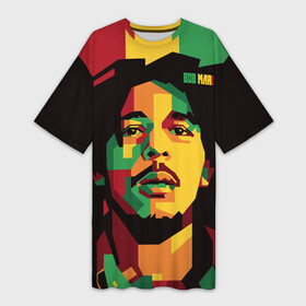Платье-футболка 3D с принтом Ямайка, Боб Марли в Кировске,  |  | bob marley | reggae | регги