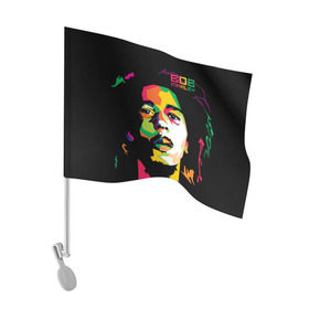 Флаг для автомобиля с принтом Ямайка, Боб Марли в Кировске, 100% полиэстер | Размер: 30*21 см | reggae | регги