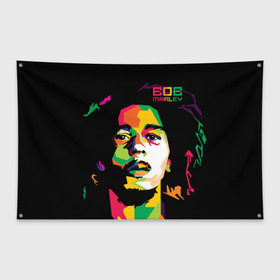 Флаг-баннер с принтом Ямайка Боб Марли в Кировске, 100% полиэстер | размер 67 х 109 см, плотность ткани — 95 г/м2; по краям флага есть четыре люверса для крепления | reggae | регги