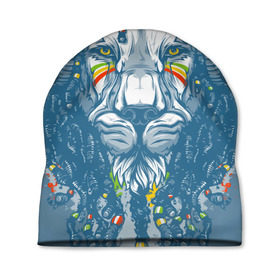 Шапка 3D с принтом Ямайка, лев в Кировске, 100% полиэстер | универсальный размер, печать по всей поверхности изделия | дреды