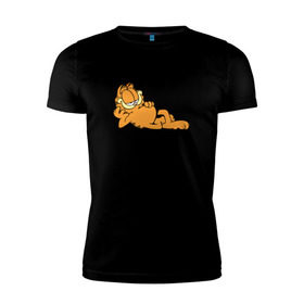 Мужская футболка премиум с принтом Диванный мастер в Кировске, 92% хлопок, 8% лайкра | приталенный силуэт, круглый вырез ворота, длина до линии бедра, короткий рукав | гарфилд | диван | животные | коты | кошка | лень | юмор