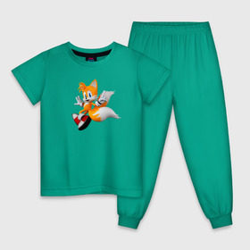 Детская пижама хлопок с принтом Лисенок Тейлз в Кировске, 100% хлопок |  брюки и футболка прямого кроя, без карманов, на брюках мягкая резинка на поясе и по низу штанин
 | майлз «тейлз» прауэр
