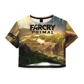 Женская футболка 3D укороченная с принтом Far Cry Primal 8 в Кировске, 100% полиэстер | круглая горловина, длина футболки до линии талии, рукава с отворотами | far cry | far cry primal | компьютерные игры | первобытные | фар край праймал | фаркрай