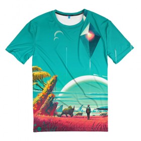 Мужская футболка 3D с принтом No Man`s Sky 5 в Кировске, 100% полиэфир | прямой крой, круглый вырез горловины, длина до линии бедер | no man sky | no mans sky | безлюдное небо | ноу мэнс скай