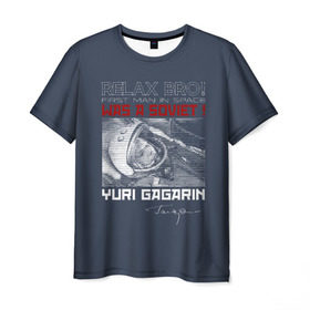 Мужская футболка 3D с принтом Гагарин в Кировске, 100% полиэфир | прямой крой, круглый вырез горловины, длина до линии бедер | 