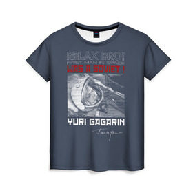 Женская футболка 3D с принтом Гагарин в Кировске, 100% полиэфир ( синтетическое хлопкоподобное полотно) | прямой крой, круглый вырез горловины, длина до линии бедер | 
