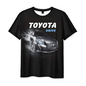 Мужская футболка 3D с принтом Toyota Drive в Кировске, 100% полиэфир | прямой крой, круглый вырез горловины, длина до линии бедер | crown | toyota | авто | автомобиль | краун | машина | тачка | тойота