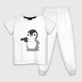 Детская пижама хлопок с принтом пингвин в Кировске, 100% хлопок |  брюки и футболка прямого кроя, без карманов, на брюках мягкая резинка на поясе и по низу штанин
 | gun | penguin | shotgun | tmblr | tumbler | пингвин | пистолет