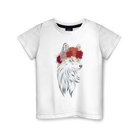 Детская футболка хлопок с принтом Лиса в Кировске, 100% хлопок | круглый вырез горловины, полуприлегающий силуэт, длина до линии бедер | Тематика изображения на принте: fox | животные | лиса | лисичка | лисы | осень | рыжая | фыр фыр | цветы