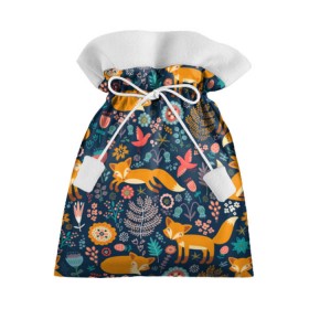 Подарочный 3D мешок с принтом Лисички паттерн в Кировске, 100% полиэстер | Размер: 29*39 см | fox | животные | лиса | лисичка | лисы | осень | рыжая | фыр фыр | цветы