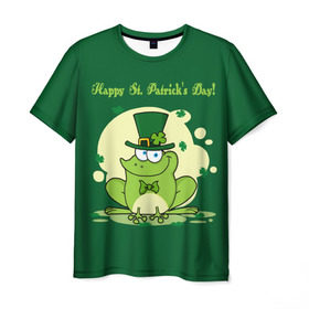 Мужская футболка 3D с принтом Ирландия в Кировске, 100% полиэфир | прямой крой, круглый вырез горловины, длина до линии бедер | clover | frog | green | happy st. patricks day | ireland | irish | moon | день святого патрика | зелёная | ирландец | ирландия | клевер | луна | лягушка | счастливый | шляпа
