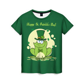 Женская футболка 3D с принтом Ирландия в Кировске, 100% полиэфир ( синтетическое хлопкоподобное полотно) | прямой крой, круглый вырез горловины, длина до линии бедер | clover | frog | green | happy st. patricks day | ireland | irish | moon | день святого патрика | зелёная | ирландец | ирландия | клевер | луна | лягушка | счастливый | шляпа