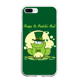 Чехол для iPhone 7Plus/8 Plus матовый с принтом Ирландия в Кировске, Силикон | Область печати: задняя сторона чехла, без боковых панелей | clover | frog | green | happy st. patricks day | ireland | irish | moon | день святого патрика | зелёная | ирландец | ирландия | клевер | луна | лягушка | счастливый | шляпа
