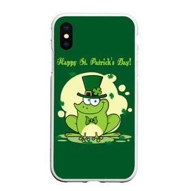 Чехол для iPhone XS Max матовый с принтом Ирландия в Кировске, Силикон | Область печати: задняя сторона чехла, без боковых панелей | clover | frog | green | happy st. patricks day | ireland | irish | moon | день святого патрика | зелёная | ирландец | ирландия | клевер | луна | лягушка | счастливый | шляпа
