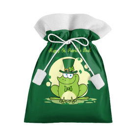Подарочный 3D мешок с принтом Ирландия в Кировске, 100% полиэстер | Размер: 29*39 см | clover | frog | green | happy st. patricks day | ireland | irish | moon | день святого патрика | зелёная | ирландец | ирландия | клевер | луна | лягушка | счастливый | шляпа