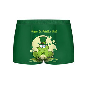 Мужские трусы 3D с принтом Ирландия в Кировске, 50% хлопок, 50% полиэстер | классическая посадка, на поясе мягкая тканевая резинка | clover | frog | green | happy st. patricks day | ireland | irish | moon | день святого патрика | зелёная | ирландец | ирландия | клевер | луна | лягушка | счастливый | шляпа
