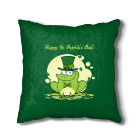 Подушка 3D с принтом Ирландия в Кировске, наволочка – 100% полиэстер, наполнитель – холлофайбер (легкий наполнитель, не вызывает аллергию). | состоит из подушки и наволочки. Наволочка на молнии, легко снимается для стирки | clover | frog | green | happy st. patricks day | ireland | irish | moon | день святого патрика | зелёная | ирландец | ирландия | клевер | луна | лягушка | счастливый | шляпа