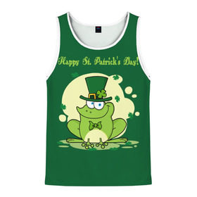 Мужская майка 3D с принтом Ирландия в Кировске, 100% полиэстер | круглая горловина, приталенный силуэт, длина до линии бедра. Пройма и горловина окантованы тонкой бейкой | Тематика изображения на принте: clover | frog | green | happy st. patricks day | ireland | irish | moon | день святого патрика | зелёная | ирландец | ирландия | клевер | луна | лягушка | счастливый | шляпа