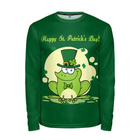 Мужской лонгслив 3D с принтом Ирландия в Кировске, 100% полиэстер | длинные рукава, круглый вырез горловины, полуприлегающий силуэт | clover | frog | green | happy st. patricks day | ireland | irish | moon | день святого патрика | зелёная | ирландец | ирландия | клевер | луна | лягушка | счастливый | шляпа