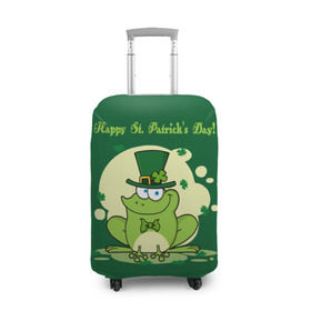 Чехол для чемодана 3D с принтом Ирландия в Кировске, 86% полиэфир, 14% спандекс | двустороннее нанесение принта, прорези для ручек и колес | clover | frog | green | happy st. patricks day | ireland | irish | moon | день святого патрика | зелёная | ирландец | ирландия | клевер | луна | лягушка | счастливый | шляпа