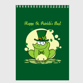 Скетчбук с принтом Ирландия в Кировске, 100% бумага
 | 48 листов, плотность листов — 100 г/м2, плотность картонной обложки — 250 г/м2. Листы скреплены сверху удобной пружинной спиралью | clover | frog | green | happy st. patricks day | ireland | irish | moon | день святого патрика | зелёная | ирландец | ирландия | клевер | луна | лягушка | счастливый | шляпа