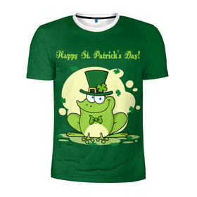 Мужская футболка 3D спортивная с принтом Ирландия в Кировске, 100% полиэстер с улучшенными характеристиками | приталенный силуэт, круглая горловина, широкие плечи, сужается к линии бедра | Тематика изображения на принте: clover | frog | green | happy st. patricks day | ireland | irish | moon | день святого патрика | зелёная | ирландец | ирландия | клевер | луна | лягушка | счастливый | шляпа