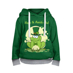 Детская толстовка 3D с принтом Ирландия в Кировске, 100% полиэстер | двухслойный капюшон со шнурком для регулировки, мягкие манжеты на рукавах и по низу толстовки, спереди карман-кенгуру с мягким внутренним слоем | clover | frog | green | happy st. patricks day | ireland | irish | moon | день святого патрика | зелёная | ирландец | ирландия | клевер | луна | лягушка | счастливый | шляпа