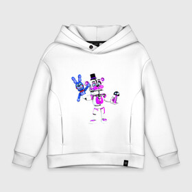 Детское худи Oversize хлопок с принтом Funtime Freddy в Кировске, френч-терри — 70% хлопок, 30% полиэстер. Мягкий теплый начес внутри —100% хлопок | боковые карманы, эластичные манжеты и нижняя кромка, капюшон на магнитной кнопке | five nights at freddys: sister location