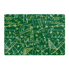 Магнитный плакат 3Х2 с принтом Геометрия в Кировске, Полимерный материал с магнитным слоем | 6 деталей размером 9*9 см | background | board | charts | cube | geometry theorems | green | numbers | protractor | school | symbols | геометрия | доска | зеленый | знаки | куб | схемы | теоремы | транспортир | фон | циркуль | цифры | школьная