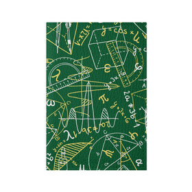 Обложка для паспорта матовая кожа с принтом Геометрия в Кировске, натуральная матовая кожа | размер 19,3 х 13,7 см; прозрачные пластиковые крепления | background | board | charts | cube | geometry theorems | green | numbers | protractor | school | symbols | геометрия | доска | зеленый | знаки | куб | схемы | теоремы | транспортир | фон | циркуль | цифры | школьная