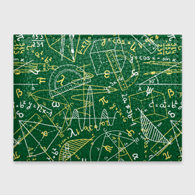 Обложка для студенческого билета с принтом Геометрия в Кировске, натуральная кожа | Размер: 11*8 см; Печать на всей внешней стороне | background | board | charts | cube | geometry theorems | green | numbers | protractor | school | symbols | геометрия | доска | зеленый | знаки | куб | схемы | теоремы | транспортир | фон | циркуль | цифры | школьная