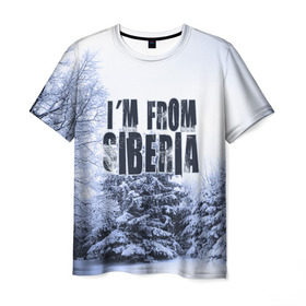 Мужская футболка 3D с принтом Я из Сибири в Кировске, 100% полиэфир | прямой крой, круглый вырез горловины, длина до линии бедер | Тематика изображения на принте: siberia | зима | россия | сибирь | снег | холод