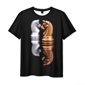 Мужская футболка 3D с принтом Ход конём в Кировске, 100% полиэфир | прямой крой, круглый вырез горловины, длина до линии бедер | 64 | chess | игра | конь | спорт | фигура | шахматы