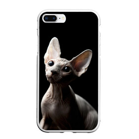 Чехол для iPhone 7Plus/8 Plus матовый с принтом Сфинкс в Кировске, Силикон | Область печати: задняя сторона чехла, без боковых панелей | black | cat | взгляд | кот | котик | котэ | кошка | сфинкс | уши | черный
