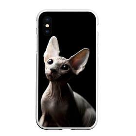 Чехол для iPhone XS Max матовый с принтом Сфинкс в Кировске, Силикон | Область печати: задняя сторона чехла, без боковых панелей | Тематика изображения на принте: black | cat | взгляд | кот | котик | котэ | кошка | сфинкс | уши | черный