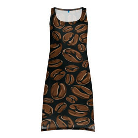 Платье-майка 3D с принтом Арабика в Кировске, 100% полиэстер | полуприлегающий силуэт, широкие бретели, круглый вырез горловины, удлиненный подол сзади. | beens | coffee | pattern | бобы | зерна | кофе | паттерн