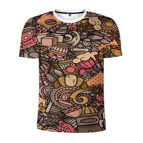 Мужская футболка 3D спортивная с принтом Disquad Coffe в Кировске, 100% полиэстер с улучшенными характеристиками | приталенный силуэт, круглая горловина, широкие плечи, сужается к линии бедра | кофе | паттерн