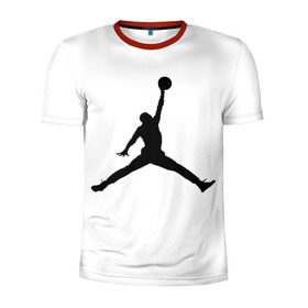 Мужская футболка 3D спортивная с принтом Michael Jordan в Кировске, 100% полиэстер с улучшенными характеристиками | приталенный силуэт, круглая горловина, широкие плечи, сужается к линии бедра | логотип майкл джордан