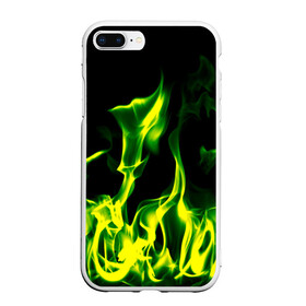 Чехол для iPhone 7Plus/8 Plus матовый с принтом Зелёный огонь в Кировске, Силикон | Область печати: задняя сторона чехла, без боковых панелей | пламя | черный | яркий