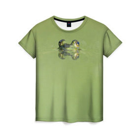 Женская футболка 3D с принтом Лягушка в Кировске, 100% полиэфир ( синтетическое хлопкоподобное полотно) | прямой крой, круглый вырез горловины, длина до линии бедер | болото | жаба | животные | лягушка