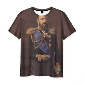 Мужская футболка 3D с принтом Александр III Миротворец в Кировске, 100% полиэфир | прямой крой, круглый вырез горловины, длина до линии бедер | имерский царь