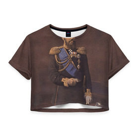 Женская футболка 3D укороченная с принтом Александр III Миротворец в Кировске, 100% полиэстер | круглая горловина, длина футболки до линии талии, рукава с отворотами | имерский царь